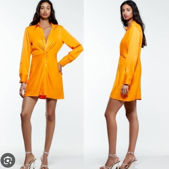 New House of Harlow Satin effect front knot mini dress Size M - Picture 3 of 12